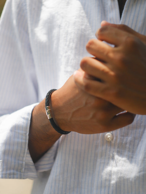 Artificial Black Leather Bracelet