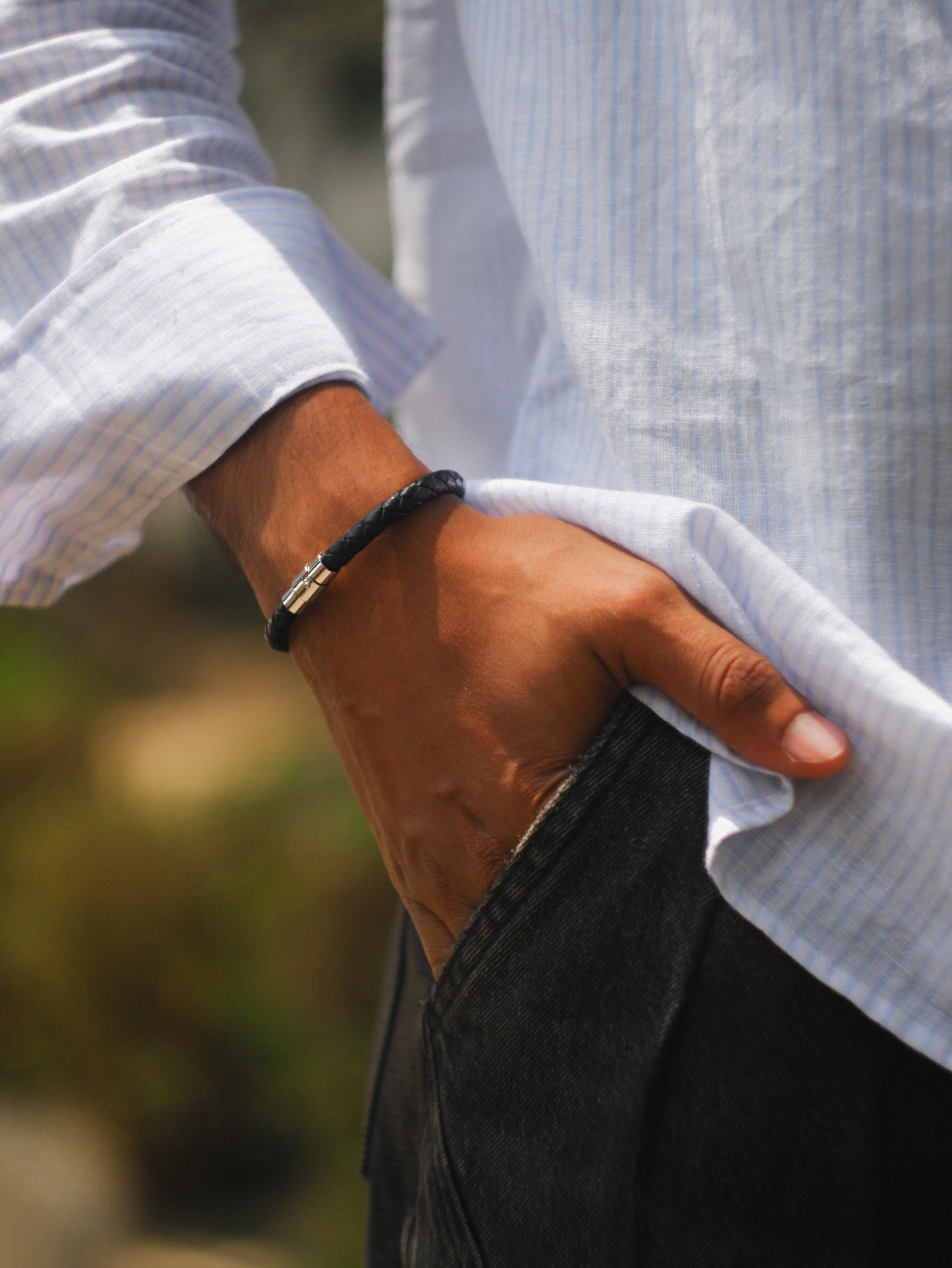 Artificial Black Leather Bracelet