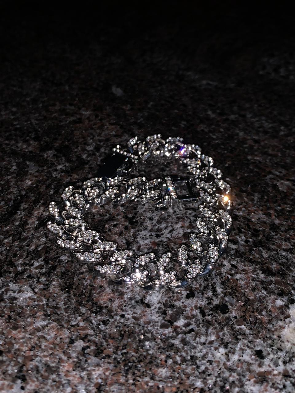 Silver Iced Stone Bracelet